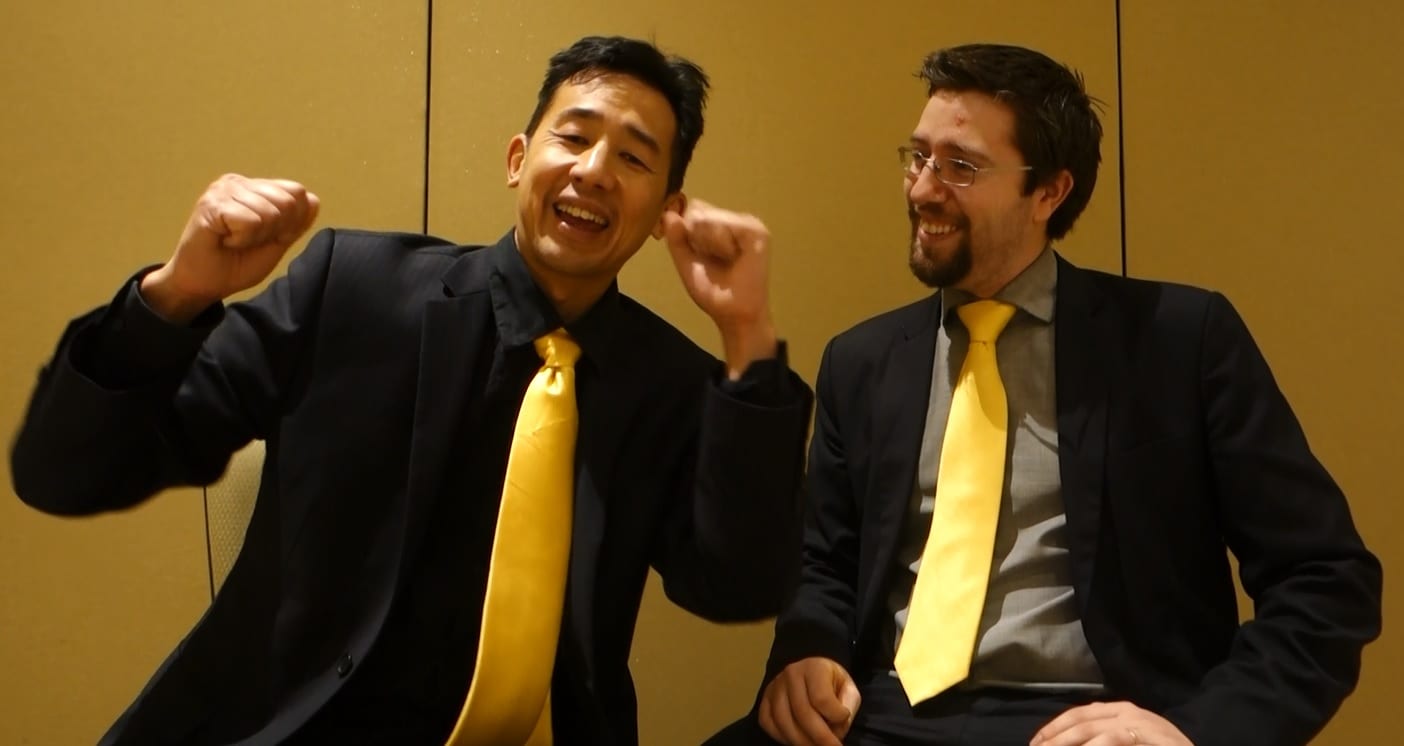 Ben Chai and Daniel Wood get excited over property.